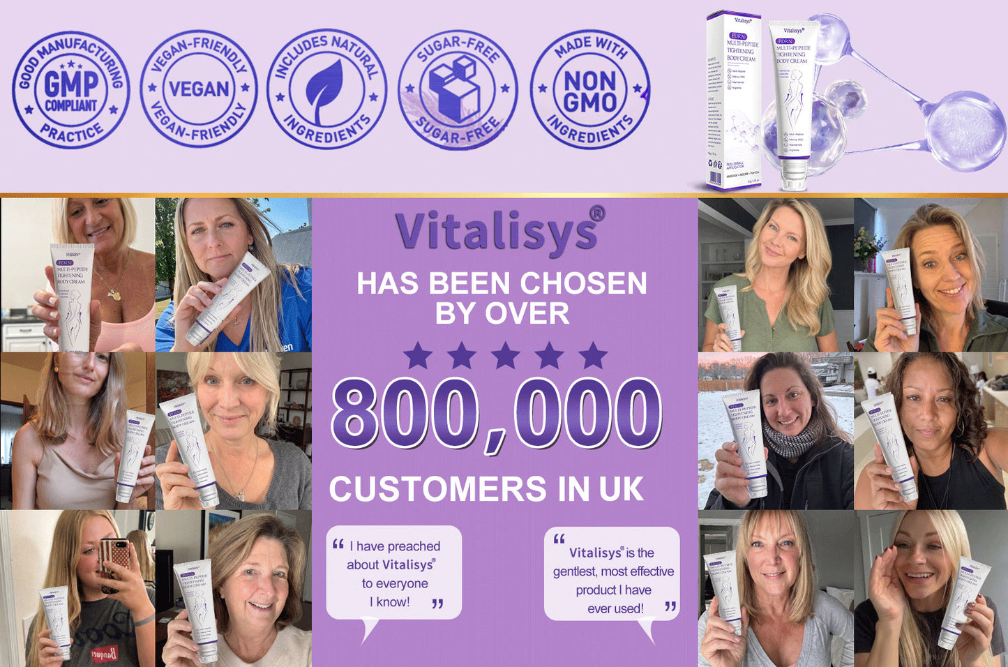 🌷 Vitalisys® PDRN Multi-Peptide Massaging Body Roller Cream- Anti-aging, Hydrating, Skin Firming & Lifting, Skin Repair, Even Tone, Acne and Dark Spot Treatment, Wart and Mole Removal, and Psoriasis Relief