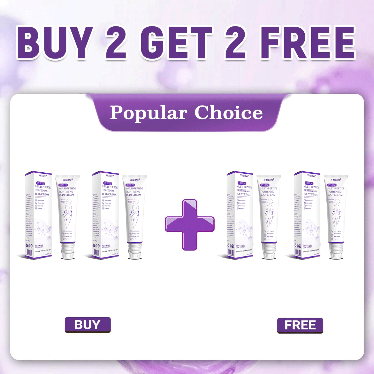 💕 Vitalisys® PDRN Multi-Peptide Massaging Body Roller Cream- Anti-aging, Hydrating, Skin Firming & Lifting, Skin Repair, Even Tone, Acne and Dark Spot Treatment, Wart and Mole Removal, and Psoriasis Relief