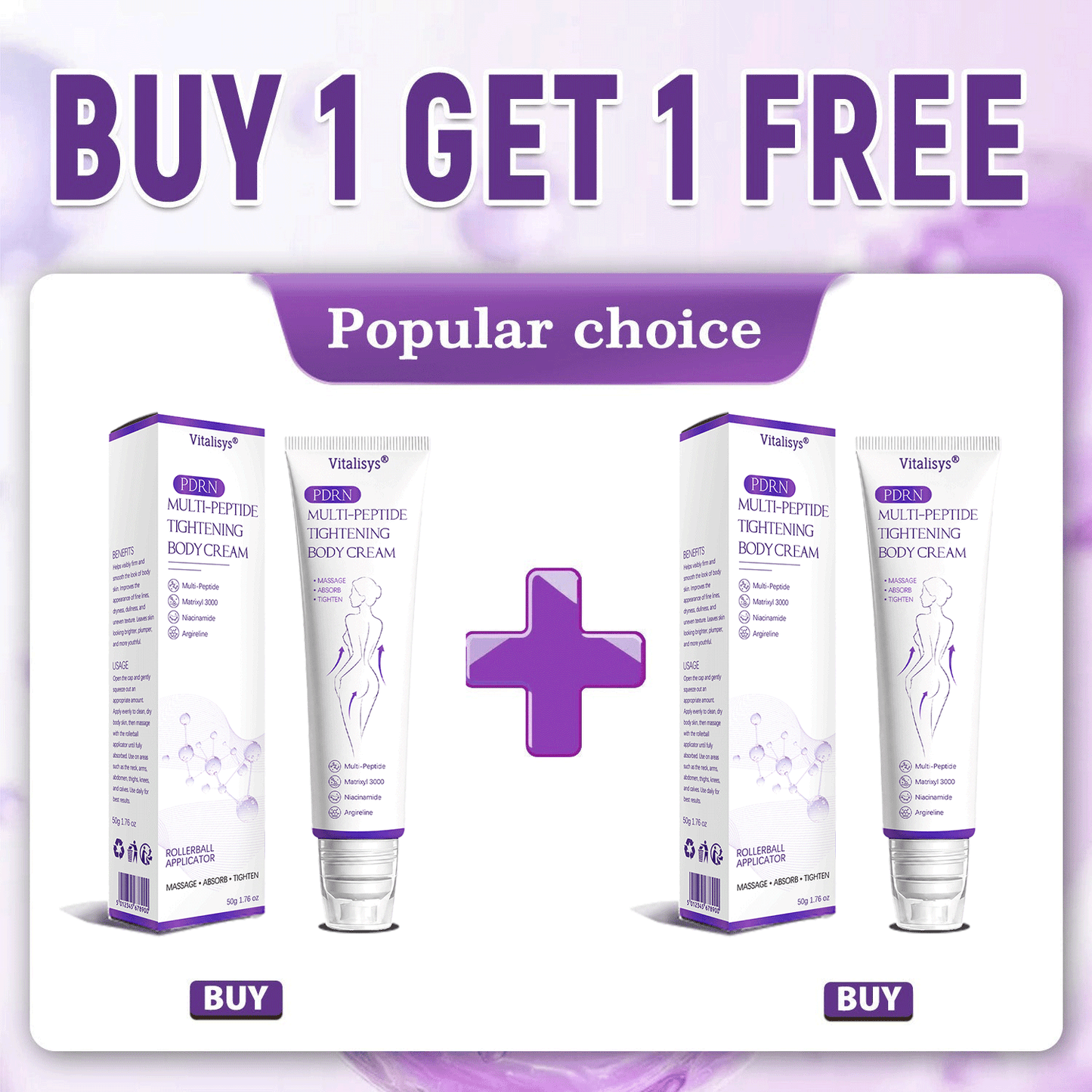 💕 Vitalisys® PDRN Multi-Peptide Massaging Body Roller Cream- Anti-aging, Hydrating, Skin Firming & Lifting, Skin Repair, Even Tone, Acne and Dark Spot Treatment, Wart and Mole Removal, and Psoriasis Relief