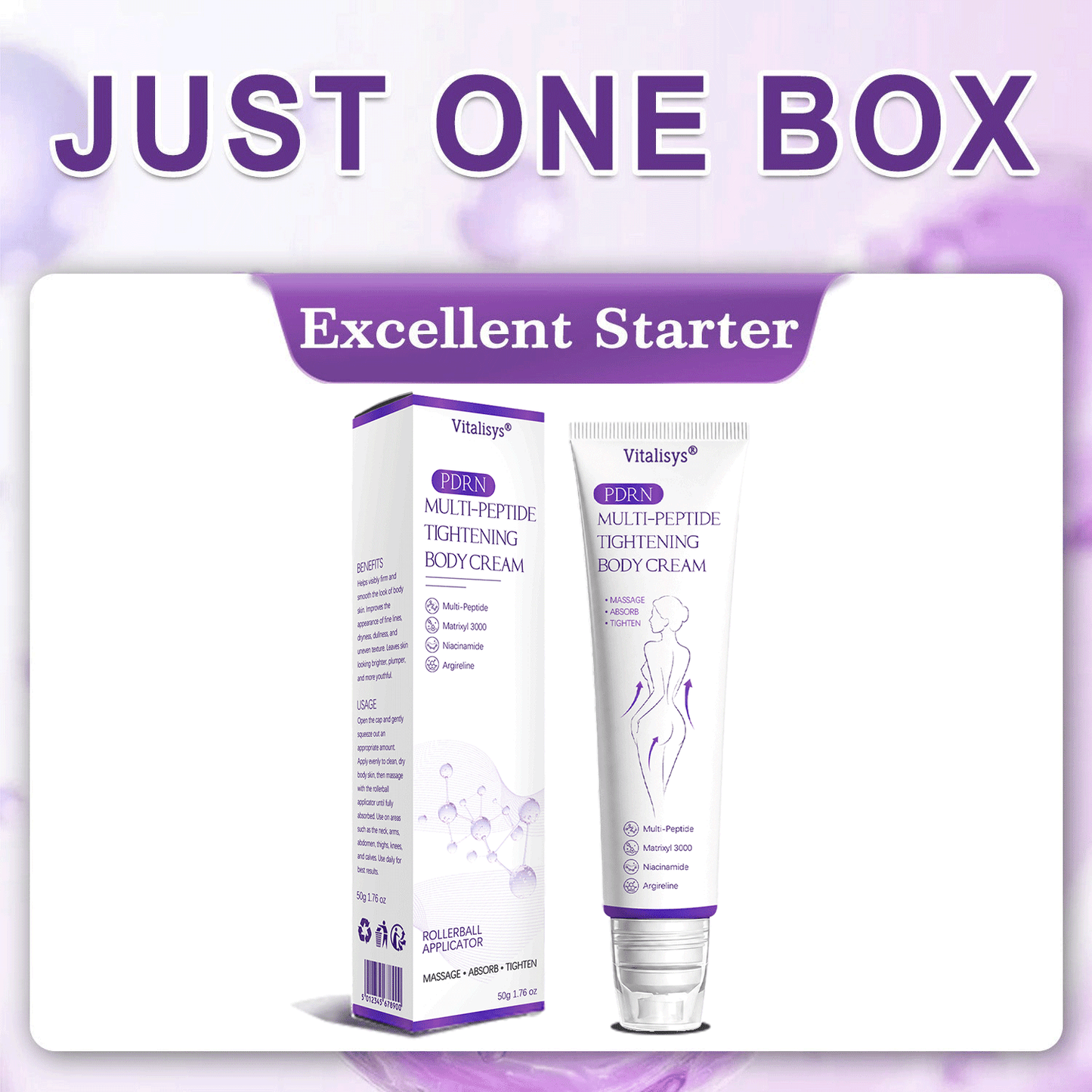 💕 Vitalisys® PDRN Multi-Peptide Massaging Body Roller Cream- Anti-aging, Hydrating, Skin Firming & Lifting, Skin Repair, Even Tone, Acne and Dark Spot Treatment, Wart and Mole Removal, and Psoriasis Relief