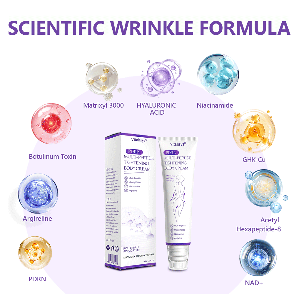 💕 Vitalisys® PDRN Multi-Peptide Massaging Body Roller Cream- Anti-aging, Hydrating, Skin Firming & Lifting, Skin Repair, Even Tone, Acne and Dark Spot Treatment, Wart and Mole Removal, and Psoriasis Relief