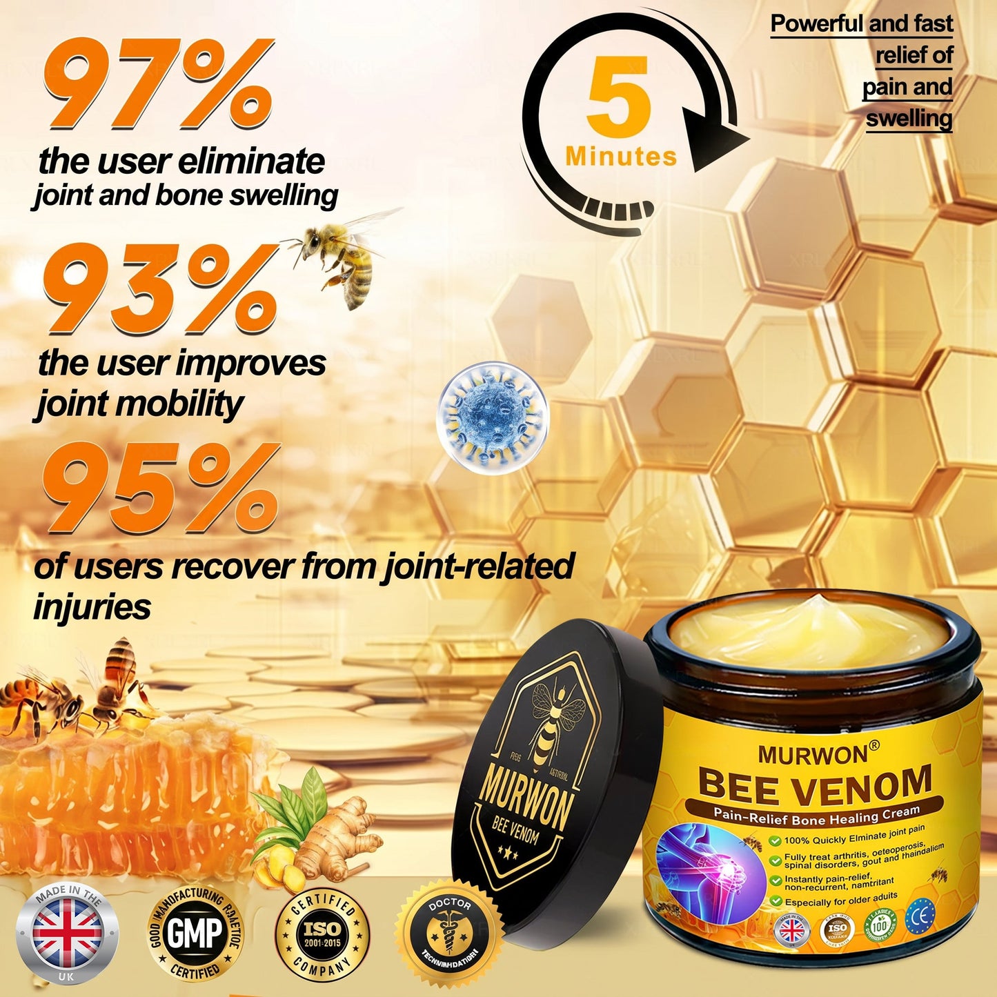 30% OFF 🎁🎁 | 𝐌𝐔𝐑𝐖𝐎𝐍® Bee Venom Balm for Pain Relief & Bone Healing ✨
