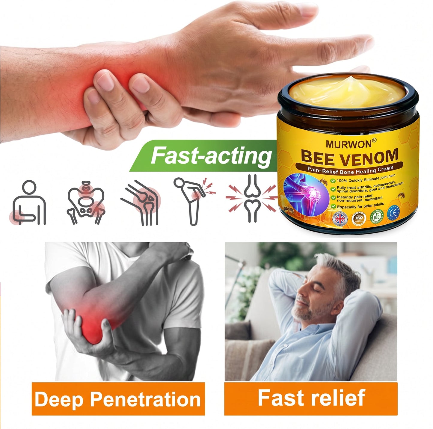 30% OFF 🎁🎁 | 𝐌𝐔𝐑𝐖𝐎𝐍® Bee Venom Balm for Pain Relief & Bone Healing ✨