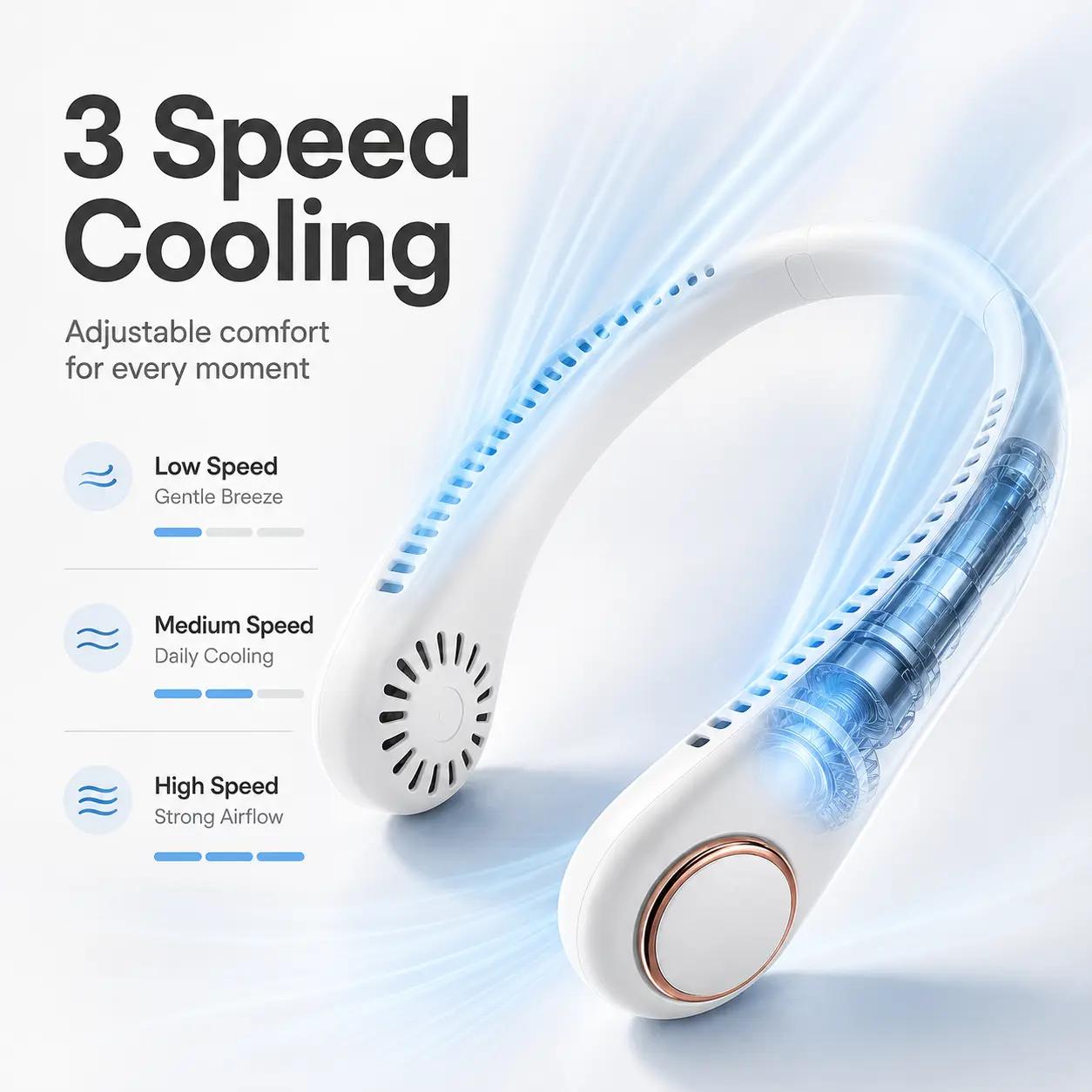 𝐏𝐊𝗡𝐄𝙒® 𝑷𝒐𝒓𝒕𝒂𝒃𝒍𝒆 𝑵𝒆𝒄𝒌 𝑭𝒂𝒏, Bladeless Wearable Personal Fan, Hands-Free Cooling for Outdoor & Office🏅