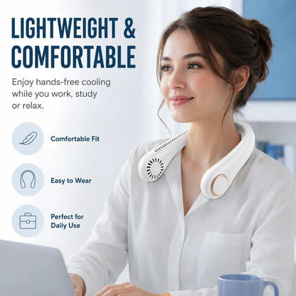 𝐏𝐊𝗡𝐄𝙒® 𝑷𝒐𝒓𝒕𝒂𝒃𝒍𝒆 𝑵𝒆𝒄𝒌 𝑭𝒂𝒏, Bladeless Wearable Personal Fan, Hands-Free Cooling for Outdoor & Office🏅