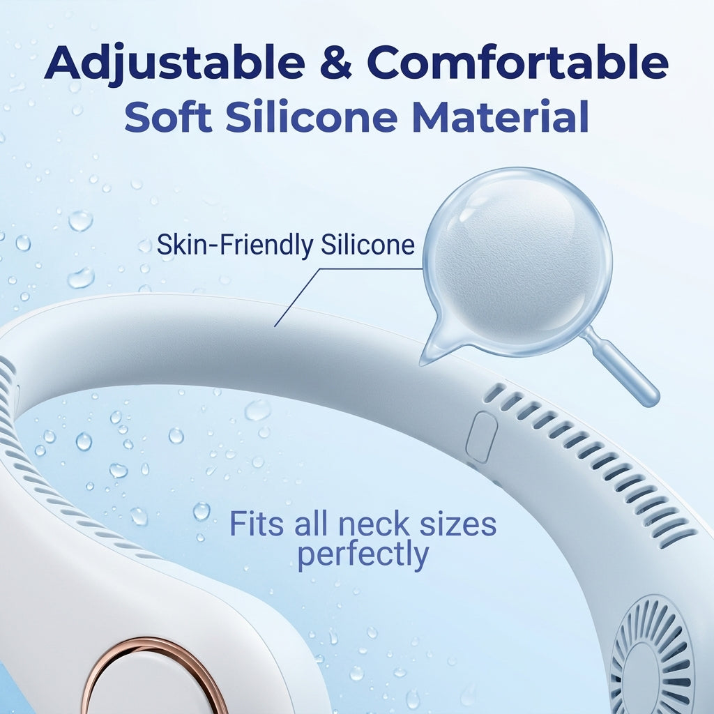 𝐏𝐊𝗡𝐄𝙒® 𝑷𝒐𝒓𝒕𝒂𝒃𝒍𝒆 𝑵𝒆𝒄𝒌 𝑭𝒂𝒏, Bladeless Wearable Personal Fan, Hands-Free Cooling for Outdoor & Office🏅