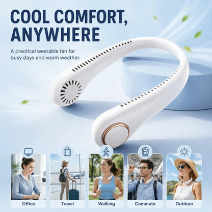 𝐏𝐊𝗡𝐄𝙒® 𝑷𝒐𝒓𝒕𝒂𝒃𝒍𝒆 𝑵𝒆𝒄𝒌 𝑭𝒂𝒏, Bladeless Wearable Personal Fan, Hands-Free Cooling for Outdoor & Office🏅
