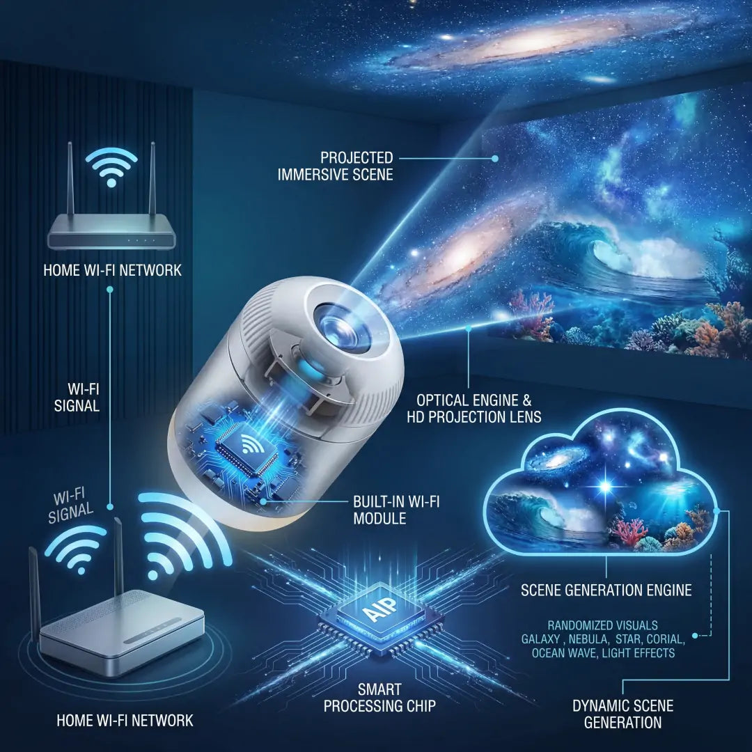 Comauo® NEXT-GEN SMART PROJECTION HD Smart Dynamic 5D Holographic Night Light Projector💫